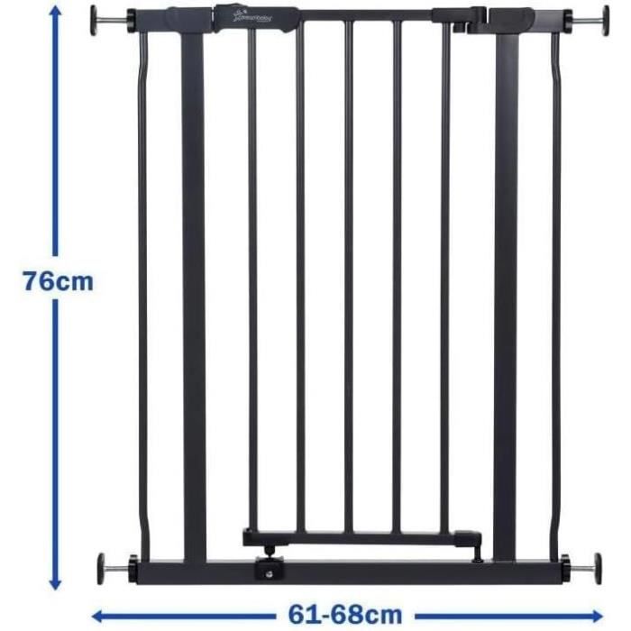 Barriere de sécurité - DREAMBABY - AVA - Montée par pression - 61-68 x 75 cm - Double verrouillage - Anthracite