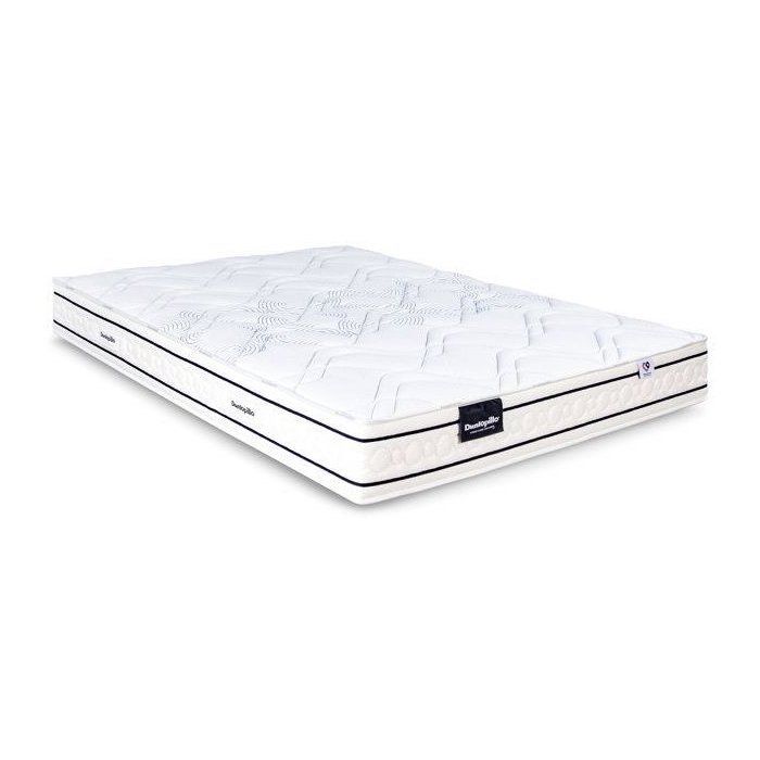 Ensemble matelas sommier 160x200 (2x80) marque DUNLOPILLO -Hauteur 20 cm - Ressorts ensachés -Soutien Equilibré - Fabriqué en France