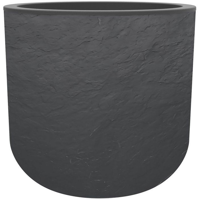 Pot de fleurs Rond 40 cm - EDA - Volcania Up - 32,5 L - Intérieur/Extérieur - Décor Pierre - Ř 38,5 x H. 36,8 cm - Gris Anthracite