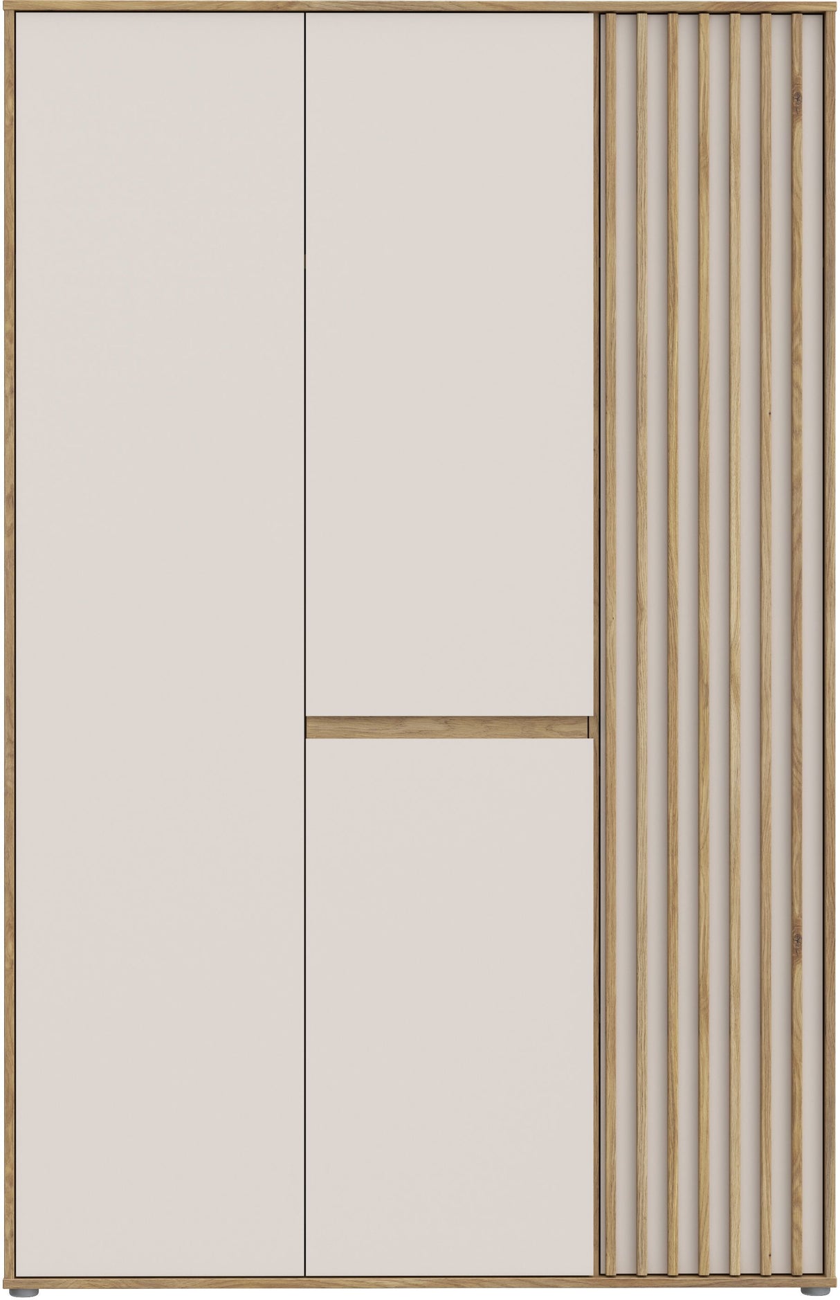 Armoire de chambre - ELLISTON - Décor Sable et Chene - 3 portes battantes - L128,7 x P54 x H200 cm
