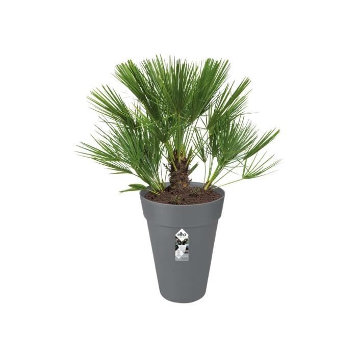 ELHO Pot de fleurs Loft Urban rond Haut - Ř 42 x H 56 cm - Extérieur - 100% recyclé - Noir