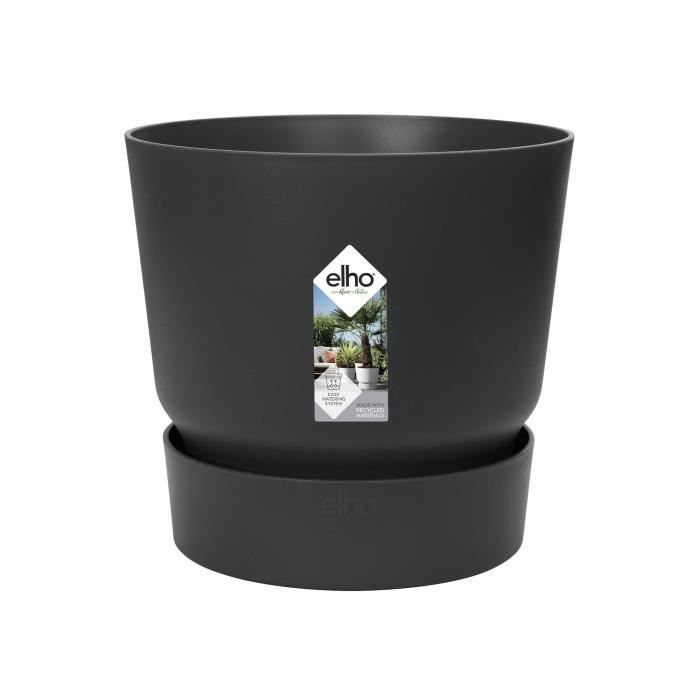 ELHO Pot de fleurs rond Greenville 40 - Extérieur - Ř 39 x H 36,8 cm - Vivre noir