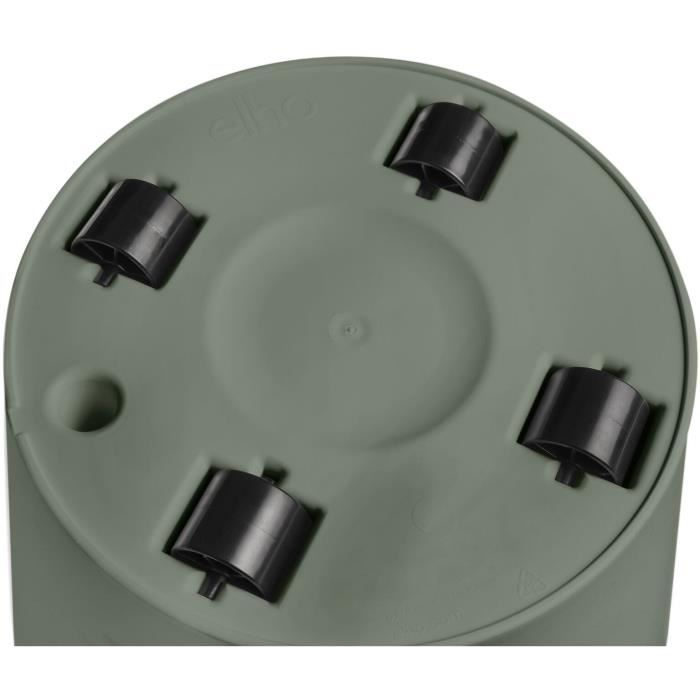 ELHO Pot de fleurs Rond LOFT URBAN - Plastique - Percé - Réservoir - Avec roulettes - Ř38,5 x H35,3 cm - Vert