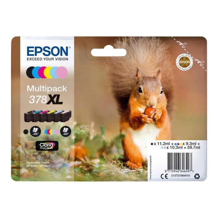 Cartouches d'encre Epson Multipack 378 XL - Noir, Jaune, Cyan, Magenta, Magenta clair, Cyan clair