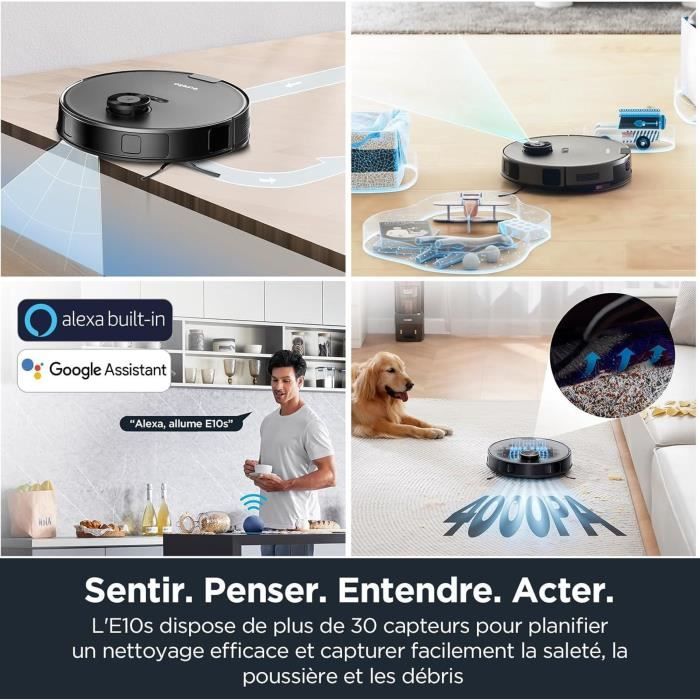 Aspirateur Robot Laveur - EUREKA E10S Noir - 4000 Pa - 180 min - 200 ml