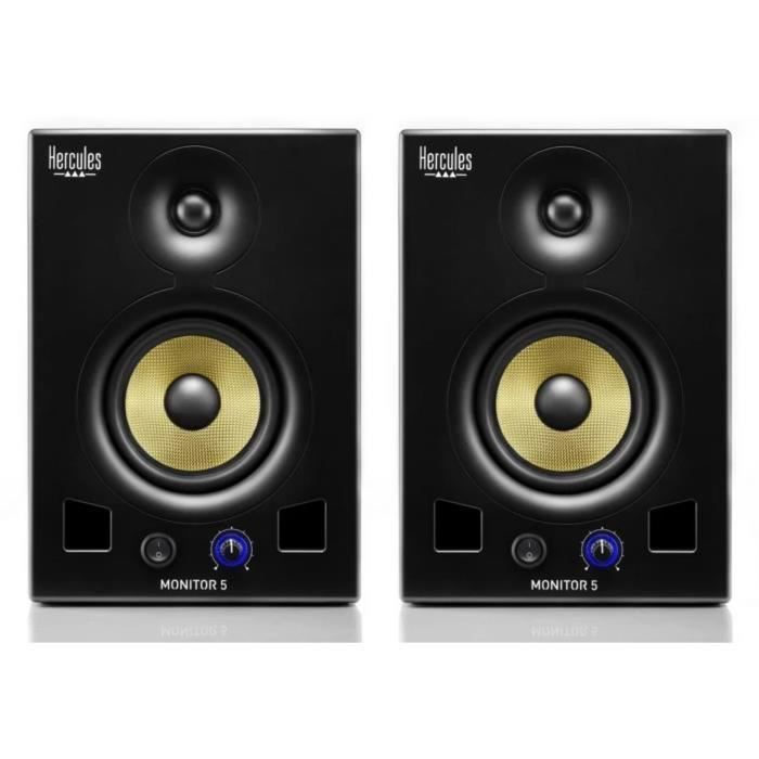 HERCULES MONITOR 5 - Paire d'enceintes actives de monitoring bi-amplifiée - 2 x 80 Watts - Haut-parleurs 5''