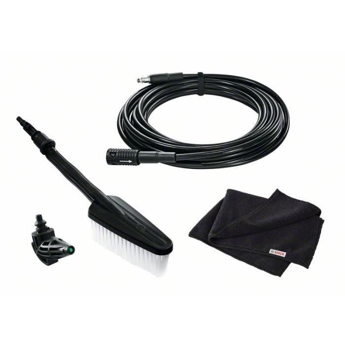 Kit de nettoyage voiture pour nettoyeurs haute pression BOSCH - Brosse de lavage, Tuyau haute pression, Buse a 90°, Chiffon