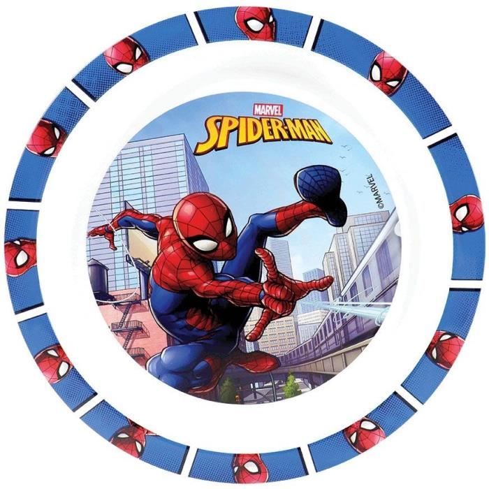 Lot vaisselle - FUN HOUSE - SPIDERMAN - Verre, assiette Ř22 cm et Ř16 cm, couverts, gourde et boite goűter