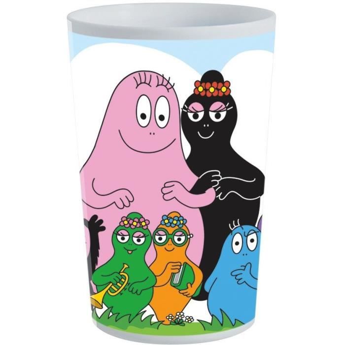 Lot vaisselle - FUN HOUSE - BARBAPAPA - Verre, assiette Ř22 cm et Ř16 cm, couverts, gourde et boite goűter
