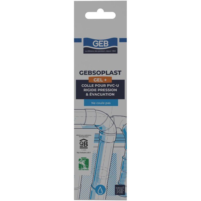 Colle PVC Gebsoplast Gel Plus - GEB - Pour PVC rigide pression et évacuation - 125 ml