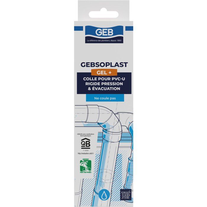 Colle PVC Gebsoplast Gel Plus - GEB - Pour PVC rigide pression et évacuation - 125 ml