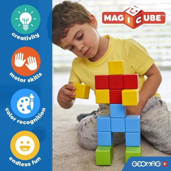 Jeu de construction magnétique - GEOMAG - Magicube Recycled Creative Set - 8 pieces - Plastique recyclé - Des 1 an