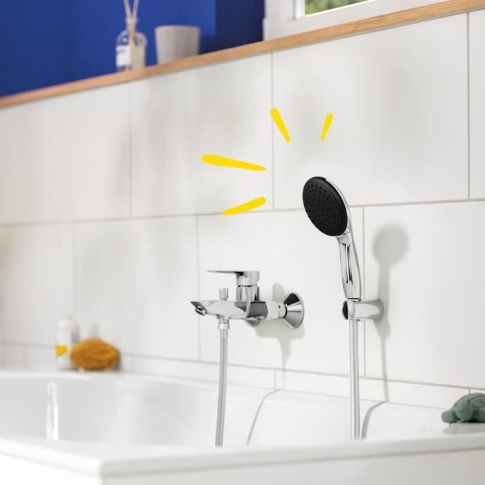 Ensemble de douche avec pommeau 1 jet Pluie, support et flexible 1,75m - GROHE Vitalio Start 110 27944001 - Economie d'eau