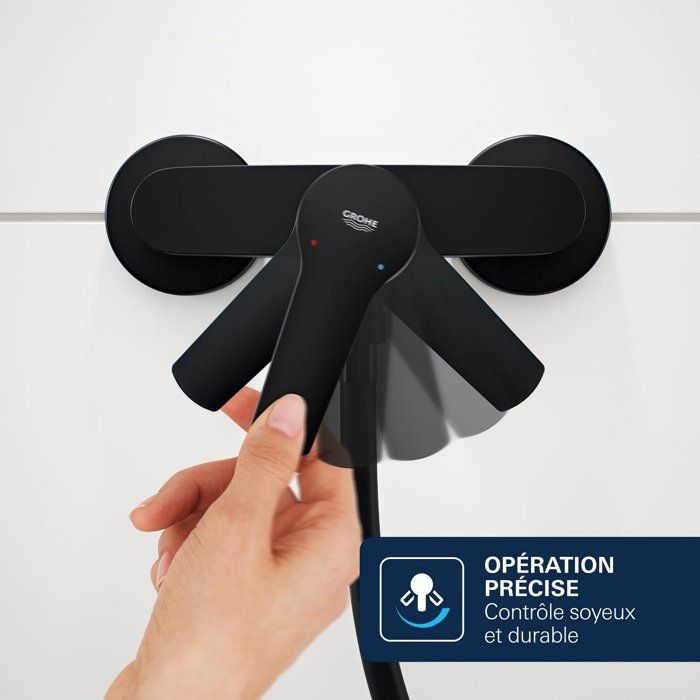 Mitigeur de bain / douche mural - GROHE DICE - Noir mat
