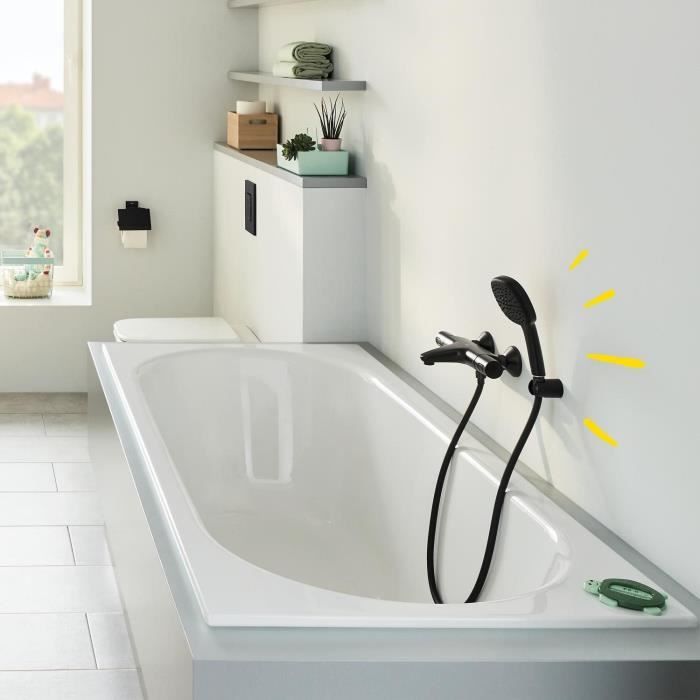 Mitigeur thermostatique bain/douche - GROHE Precision Trend - 1022162432 - Noir mat - Montage mural apparent - Economie d'eau