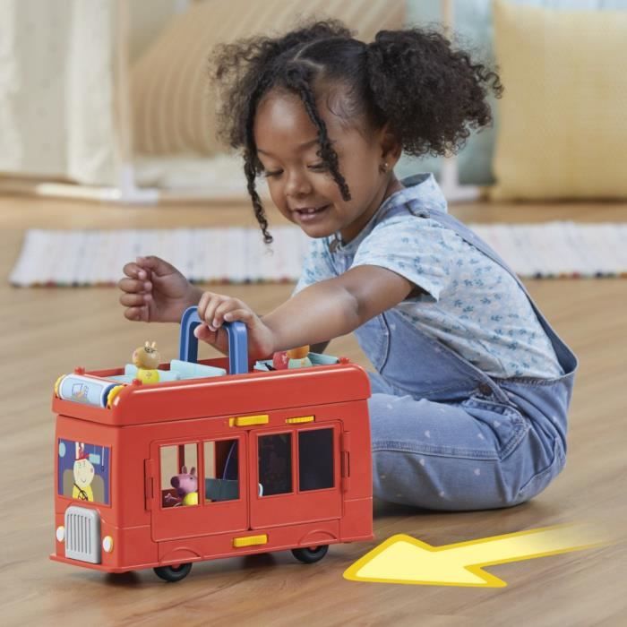 Peppa Pig, coffret Bus en fete 2 en 1 avec 3 figurines et 13 accessoires, jouets préscolaires pour filles et garçons, des 3 ans