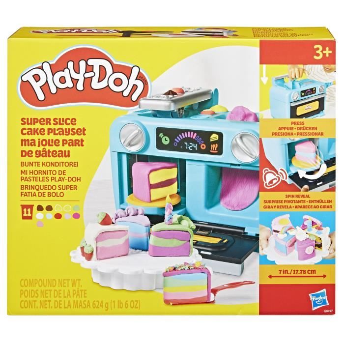 Play-Doh Ma jolie part de gâteau, four jouet, accessoires de cuisine factices et 11 pots de pâte a modeler, des 3 ans