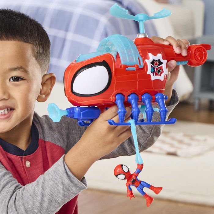 Hélico de l'équipe Spidey, figurine de 7,5 cm et véhicule avec projectile, Marvel Spidey et ses Amis Extraordinaires, des 3 ans