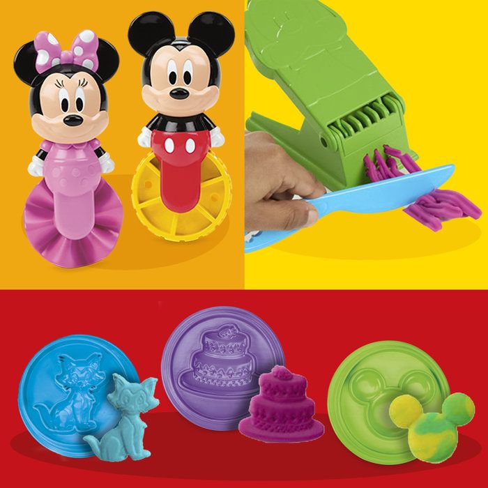 Play-Doh Disney Junior Crée une histoire, coffret de pâte a modeler portatif, loisirs créatifs Mickey & Minnie, des 2 ans