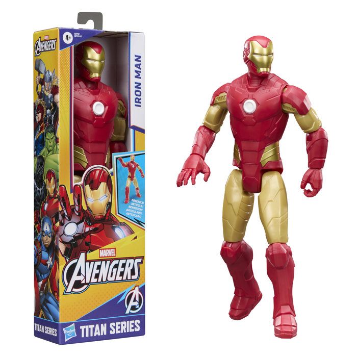Figurine Iron Man 30 cm, Titan Series, 11 points d'articulation, jouets de super-héros pour enfants, Marvel Avengers, des 4 ans