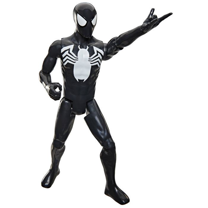 Figurine Spider-Man en costume noir 30 cm deluxe, Titan Series, jouets de super-héros pour enfants, Marvel Spider-Man, des 4 ans