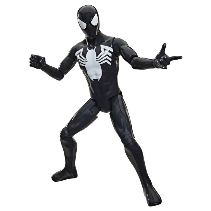 Figurine Spider-Man en costume noir 30 cm deluxe, Titan Series, jouets de super-héros pour enfants, Marvel Spider-Man, des 4 ans
