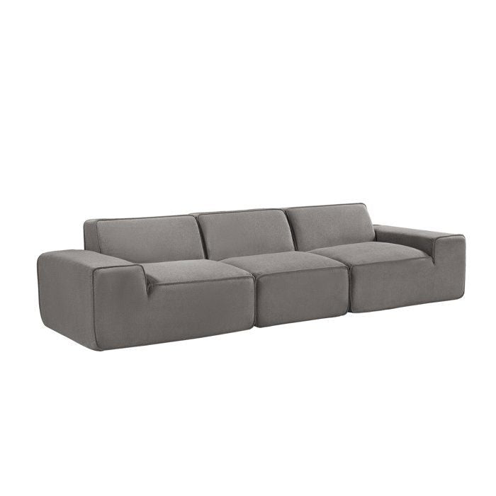 Canapé compressé modulable - 3 places - HECTOR - Tissu Gris clair - 317 x 105 x 73 cm