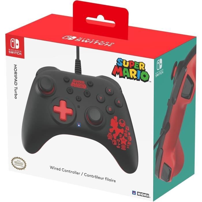 Manette filaire - Nintendo Switch et Switch OLED - HORIPAD Turbo - Super Mario - Noir