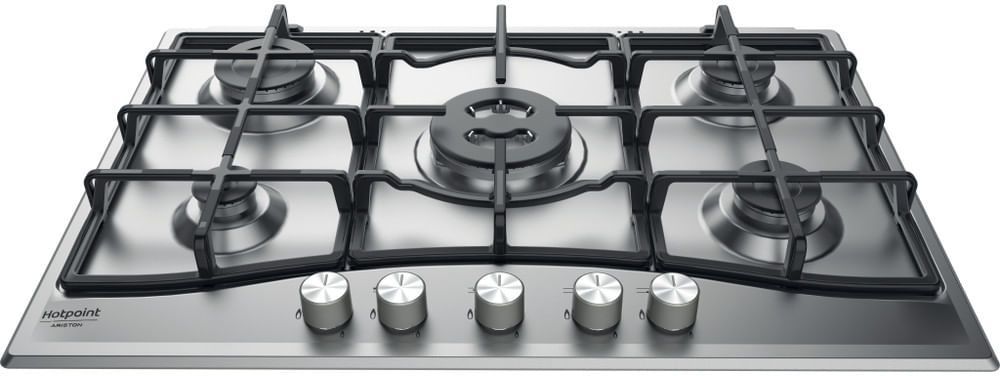 HOTPOINT PNN 751 IX Plaque de cuisson gaz - 5 foyers - 10,5kW - L75 x P51cm - Revetement inox - Inox