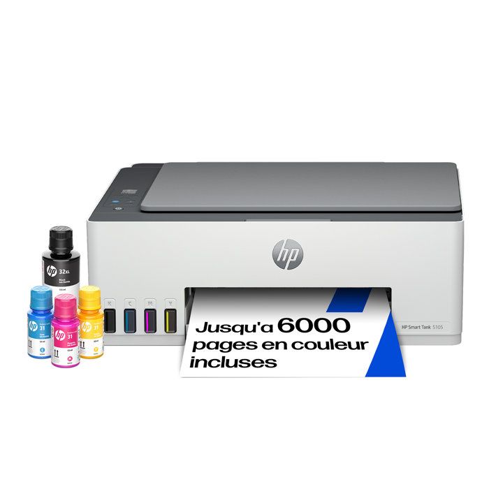 Imprimante Multifonction - HP - Smart Tank 5105 – Wi-Fi et Bluetooth - Réservoir d'encre – Couleurs