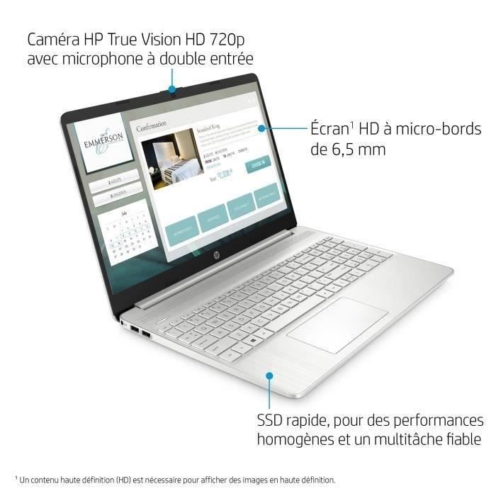 PC Portable HP 15s-eq2090nf - Windows 11 - 15,6 FHD - Ryzen 7-5700U - RAM 16Go - Stockage 512Go SSD - AZERTY