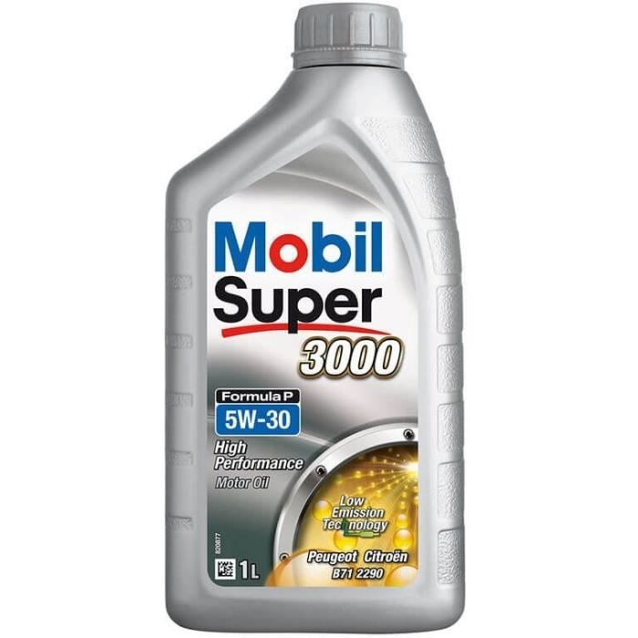 Huile moteur 5W-30 Synthétique - MOBIL - Super 3000 - Formula-P -bidon 1L - haute performance - ACEA C2 - API SN