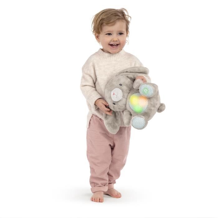 INGENUITY Doudou bébé lapin Sylvi, peluche, mélodies et vibrations apaisantes, lumineux, cadeau bébé