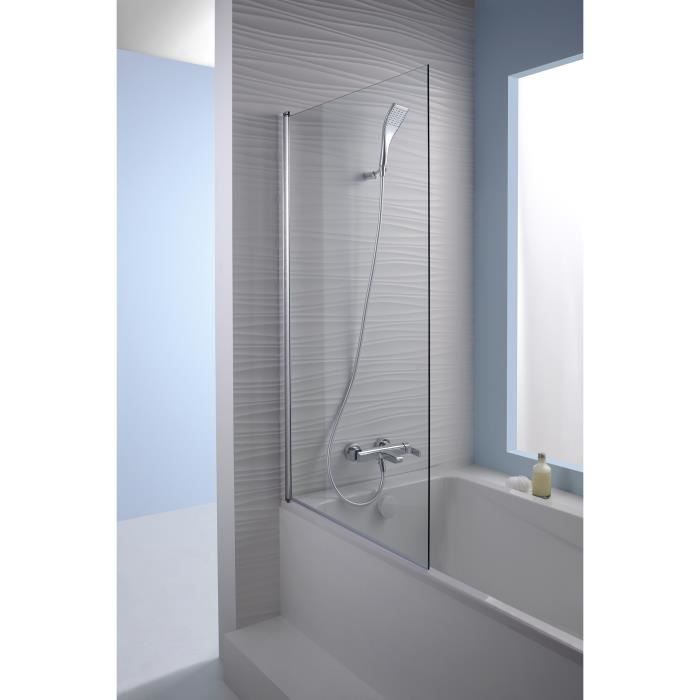 Pare-bain Struktura Chrome - Jacob Delafon - Pivotant 90° - Réversible - Verre anti-calcaire 6mm