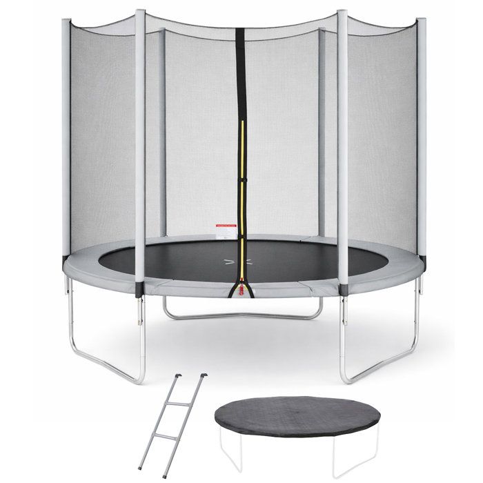 Trampoline Ř 300 cm Gris Maxi Eco - KANGUI - Filet, Echelle, Couverture de Protection