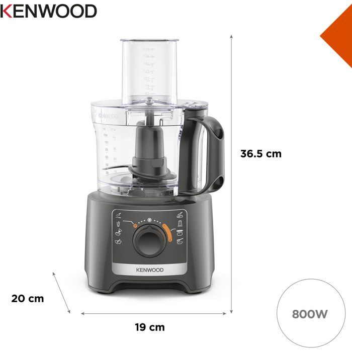 Robot multifonction KENWOOD FDP31.020GY - 2 vitesses + Pulse - 800W - Bol 2,1L + accessoires