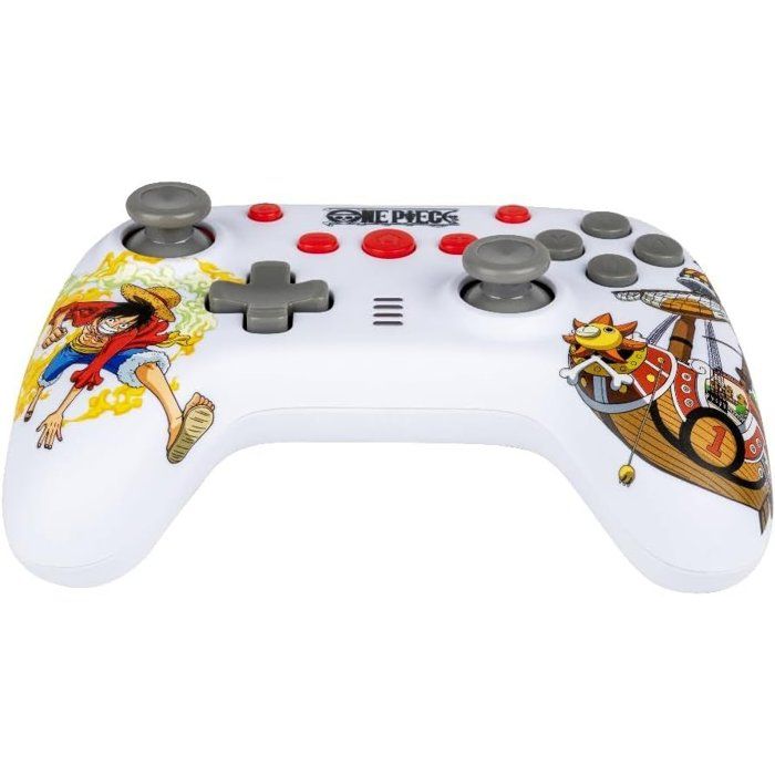 Manette de jeu - Nintendo Switch, Switch 2 et PC - One Piece - Filaire - Blanc - Fonction vibration - Câble 3 m - Luffy - Konix