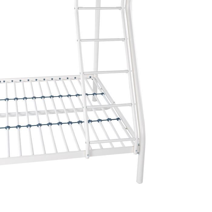 BRUCE Lits superposés 3 places - 90/140 x 190 cm - Blanc - En métal - Sommiers inclus