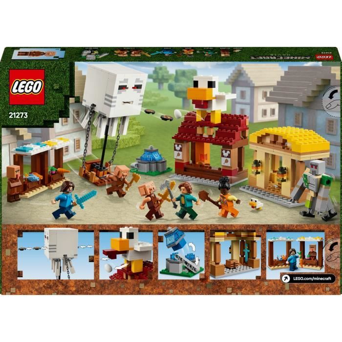 LEGO Minecraft 21273 Les Ghasts a l'Attaque du Village - Jeu pour garçon des 10 ans
