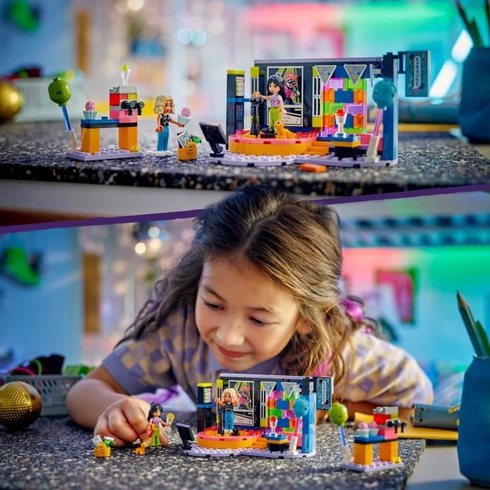 LEGO 42610 Friends Le Karaoké, Jouet Musical avec Poupées et Figurines Liann et Nova et un Gecko