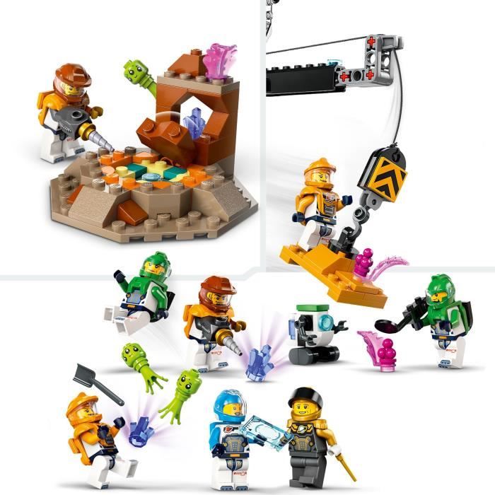 LEGO 60434 City La Station Spatiale et la Base de Lancement de Fusées, Jouet sur L'Espace, avec Robot et 6 Minifigurines
