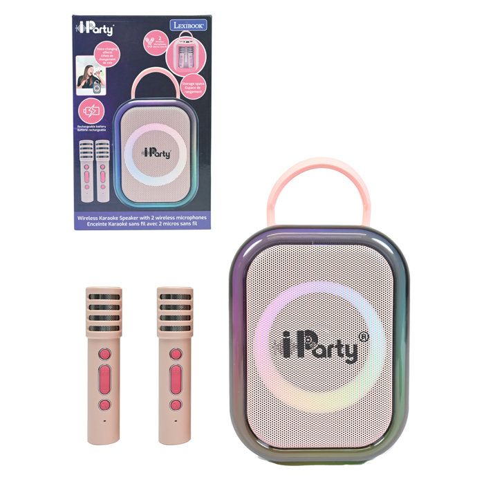 Karaoké Bluetooth Stitch - LEXIBOOK - 2 Microphones sans FiL - Batterie Rechargeable Intégrée - Bluetooth - Design Portable