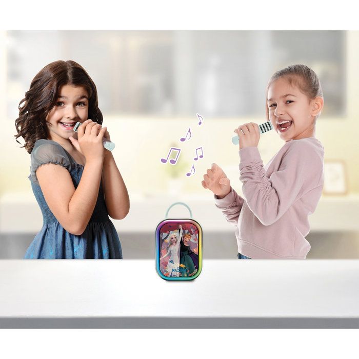 Karaoké Bluetooth La Reine des Neiges - LEXIBOOK - 2 Microphones - Batterie Rechargeable Intégrée - Bluetooth - Design Portable