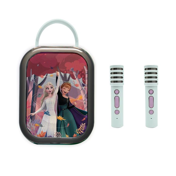 Karaoké Bluetooth La Reine des Neiges - LEXIBOOK - 2 Microphones - Batterie Rechargeable Intégrée - Bluetooth - Design Portable