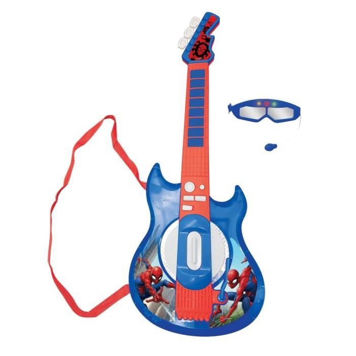 Lexibook - Spider-Man - Guitare électronique lumineuse - Lunettes avec microphone - Mélodies - 2 modes de jeu - Prise MP3