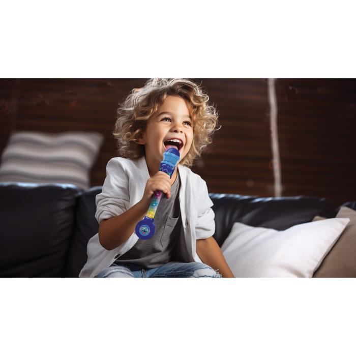 Microphone Stitch lumineux, enceinte (entrée auxiliaire), mélodies et effets sonores