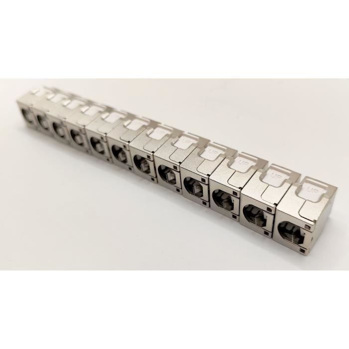 Pack de 12 noyaux keystone RJ45 Cat.6a - LINEAIRE - PR24AS12 - Court - Blindé