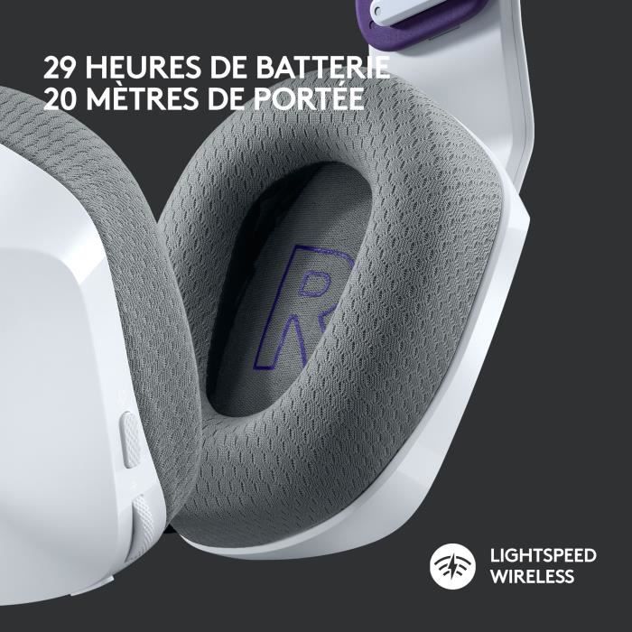 Casque gamer - Sans fil - Logitech G - G733 Lightspeed - PS5, PS4, PC, MAC - Blanc