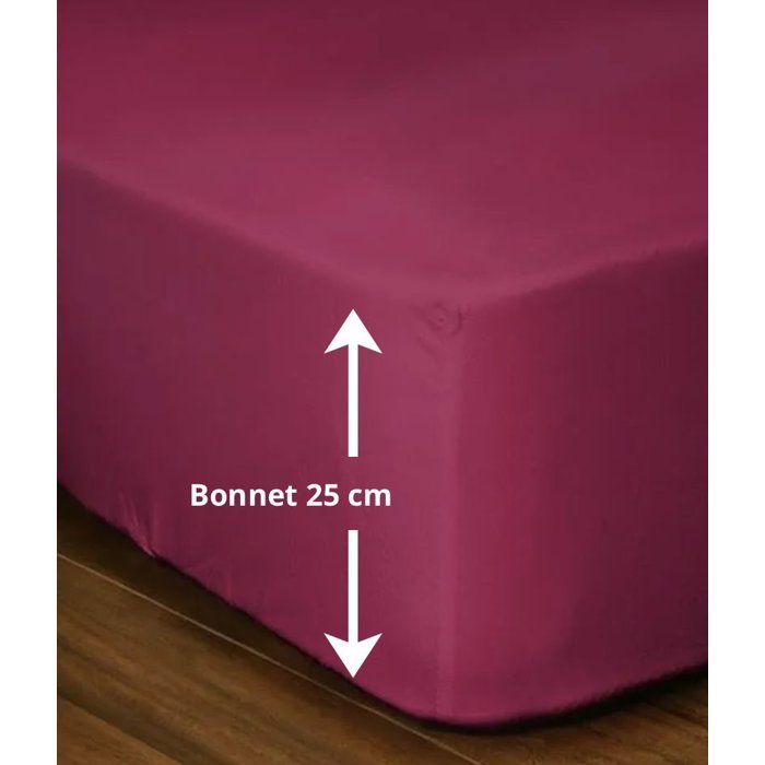 Drap-housse - LOVELY HOME - LH71616 - 140x190+25 cm - Fuchsia