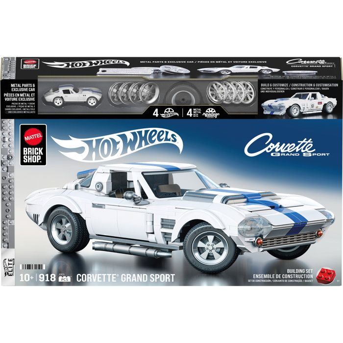 Hot Wheels - Coffret de Construction Corvette Grand Sport - Avec 918 pieces - Mattel Brick Shop - JGR31